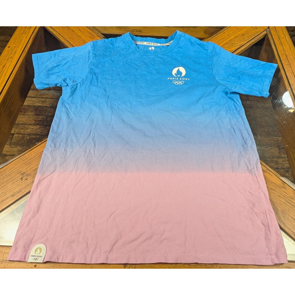 Paris 2024 Officially Licensed Gradient Blue/Pink T-Shirt, Size L